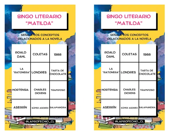 Bingo Literario "Matilda" Roald Dahl