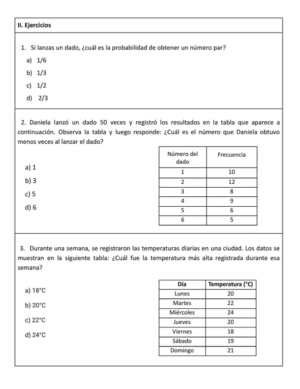 Guía de Matemáticas Nº11: Datos y Probabilidades