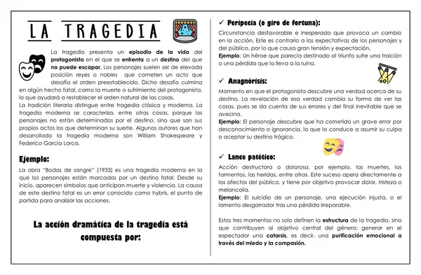 Guía de trabajo - La tragedia (peripecia, anagnórisis y lance patético)