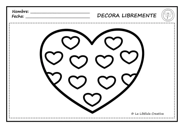 Fichas para colorear Corazones San Valentín Craft