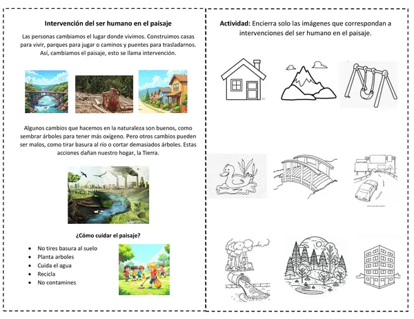 Intervención del ser humano en el paisaje 1° básico