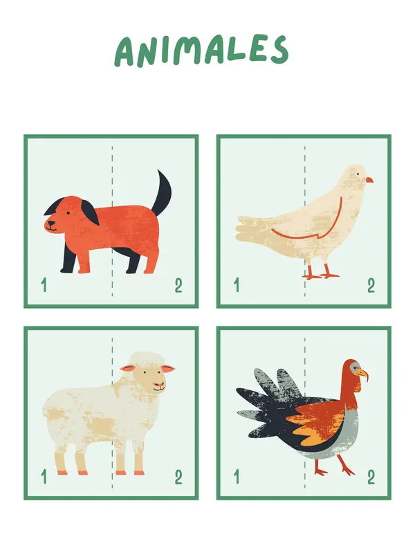 PAREJA DE LA GRANJA: MITADES DE ANIMALES