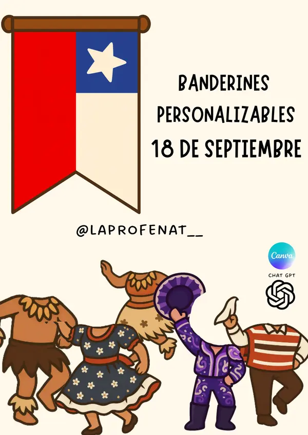 Banderines personalizables Chile (18 de Septiembre)