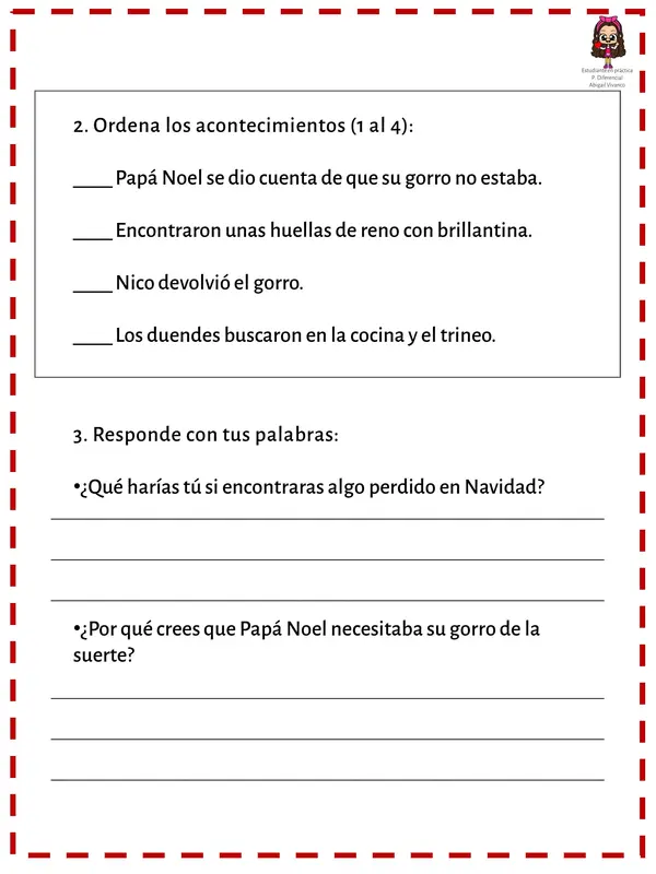 Comprensión lectora y actividades navideñas infantiles