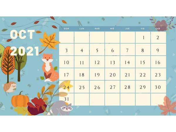 Calendario 2021 octubre
