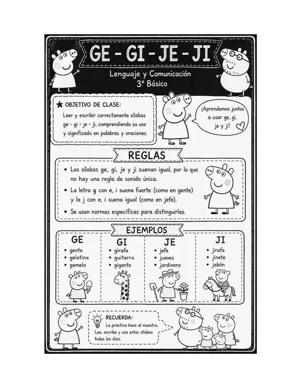 Uso de la G y J