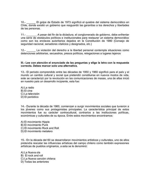 Evaluacion de Historia y Geografia 6 Basico: la participacion ciudadana y la democracia