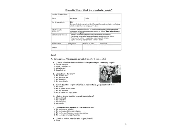 Evaluación "Ester y Mandrágora"