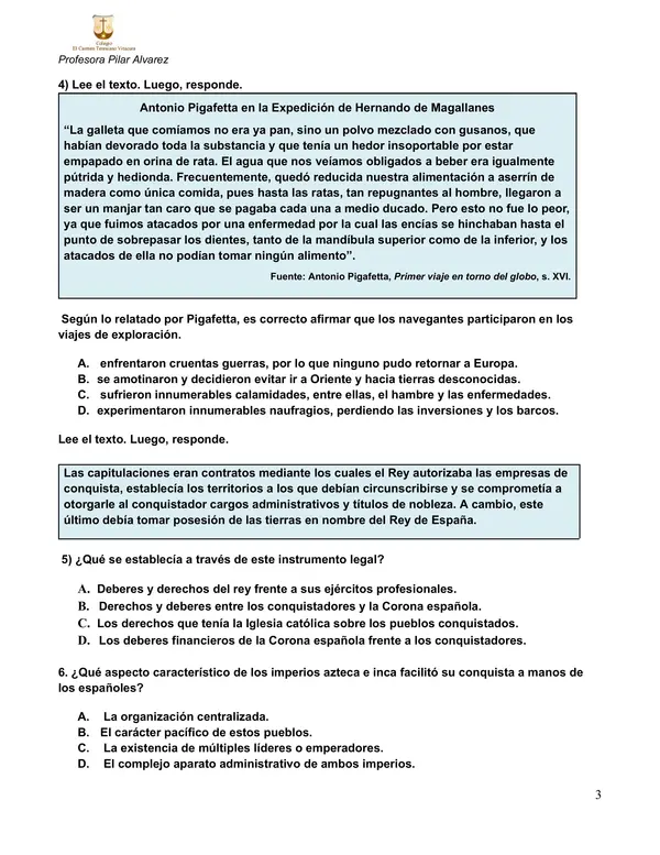 5to básico: evaluación Unidad 4 Historia