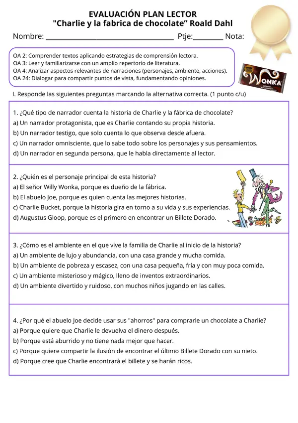 Prueba Charlie y la fábrica de chocolate