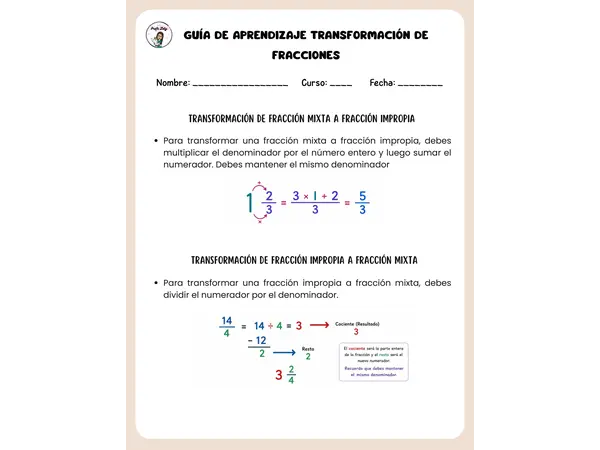 Guía Tranformación de Fracciones