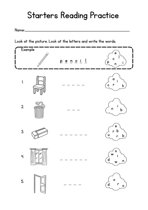 Starters Reading and Writing Practice