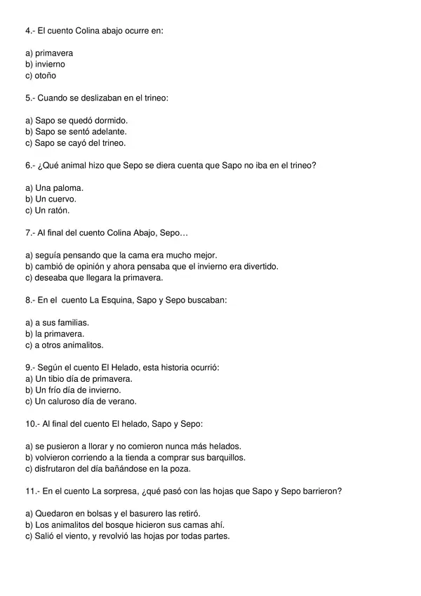 Evaluación de Sapo y Sepo un año entero