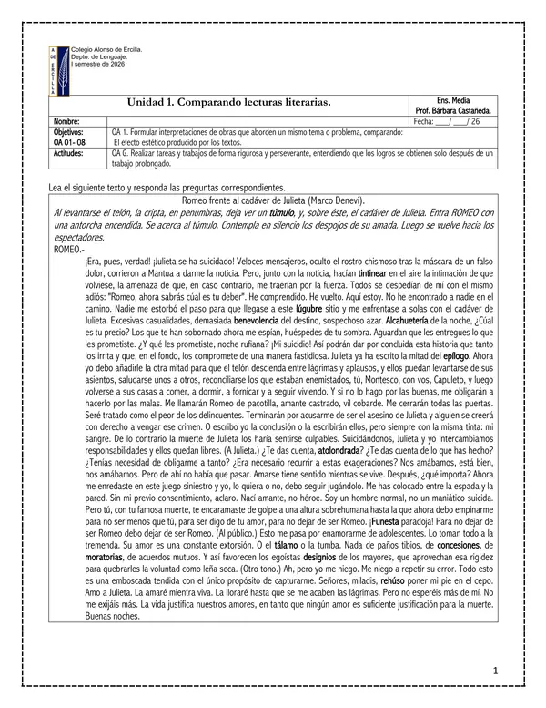 Comparando lecturas literarias