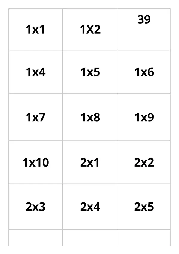 BINGO TABLAS DE MULTIPLICAR 