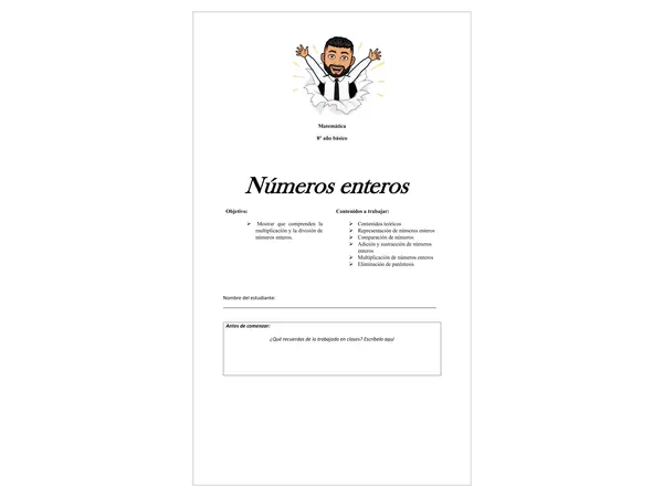 OA 1.- Números enteros Cuadernillo de trabajo 