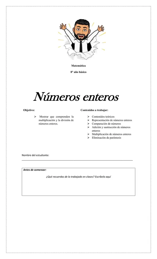 OA 1.- Números enteros Cuadernillo de trabajo 