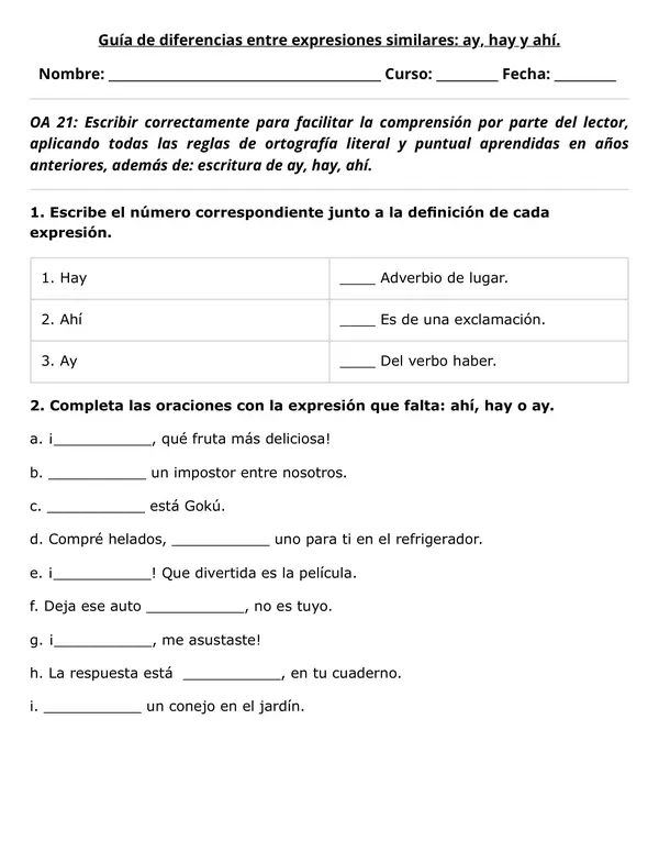 Guía hay, ahí y ¡ay!