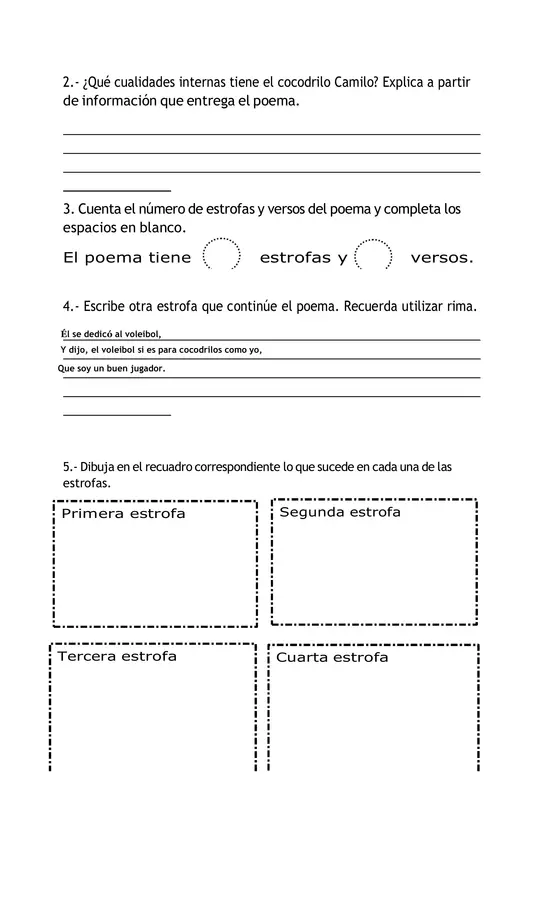 Guía de refuerzo sobre el poema y sus características