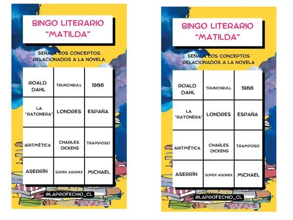 Bingo Literario "Matilda" Roald Dahl