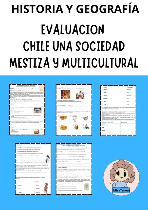  Evaluación de Historia: Chile, una sociedad mestiza y multicultural Unidad 3
