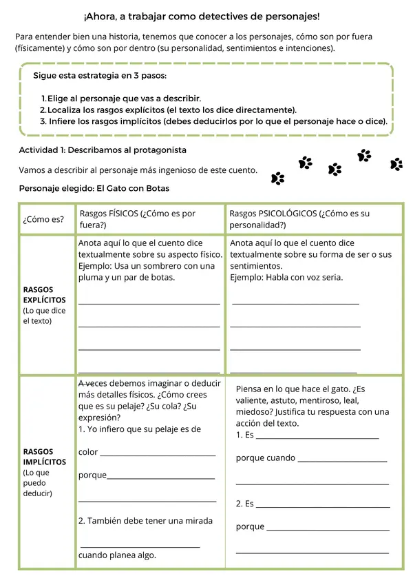 Describir personajes Lenguaje y Comunicación