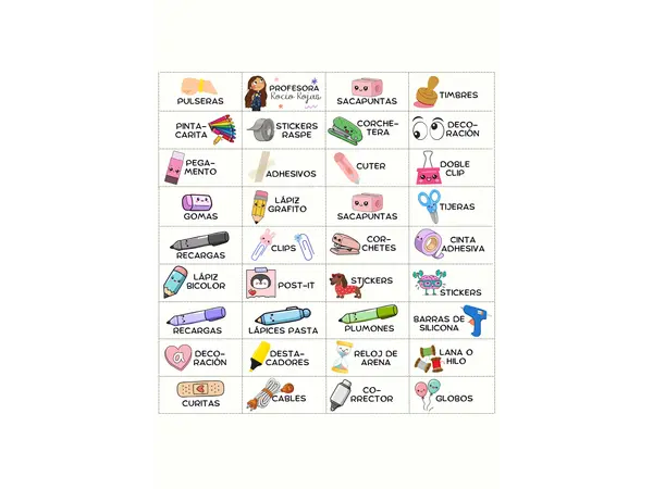 Etiquetas para organizar útiles escolares