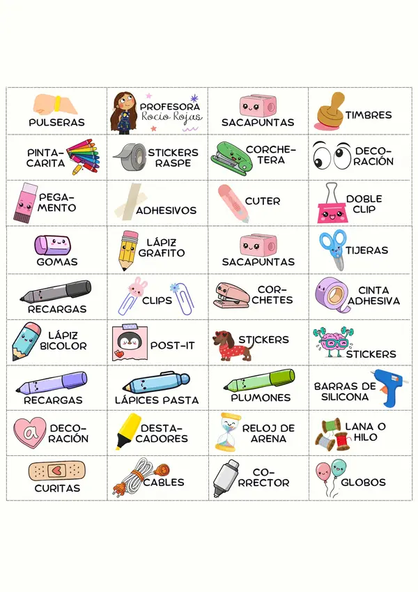 Etiquetas para organizar útiles escolares