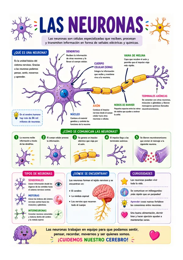 Las Neuronas | Póster Educativo de Ciencias | Sistema Nervioso 