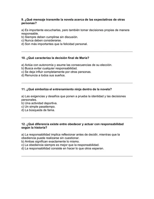 Prueba del libro "María la Dura no quiere ser ninja" (Esteban Cabezas) 5° básico