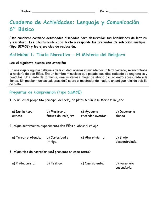 Cuaderno de Lenguaje y Comunicación
