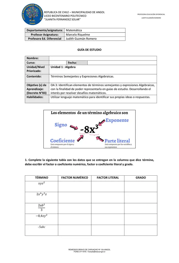 Guía de estudio con adecuación