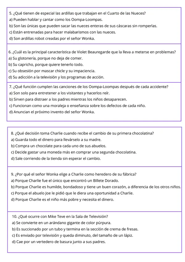 Prueba Charlie y la fábrica de chocolate
