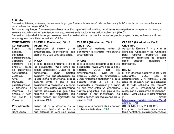 Planificación mensual agosto  Matemática 7° Básico: Geometría Plana (Unidad 3)