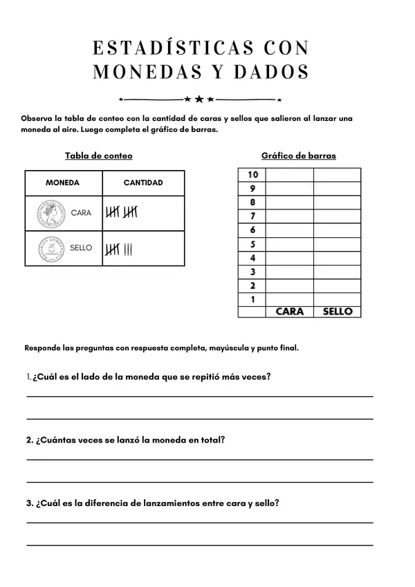 ESTADISTICA CON DADOS Y MONEDAS 