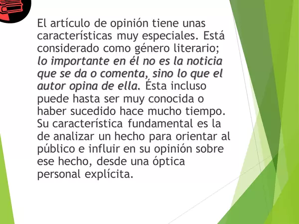 Presentacion Articulos de opinion, Lenguaje, Cuarto MEDIO | profe.social