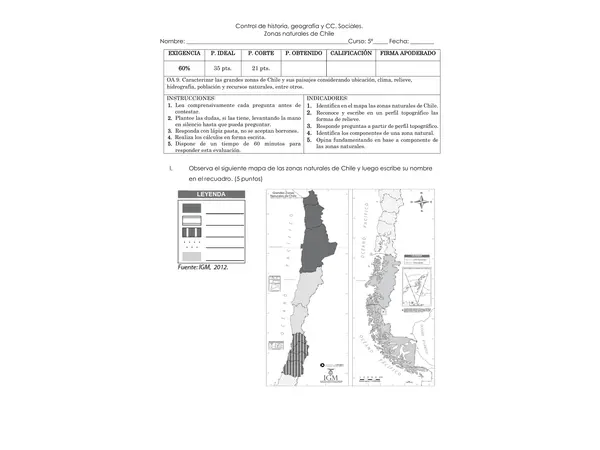 Prueba zonas naturales 5°básico