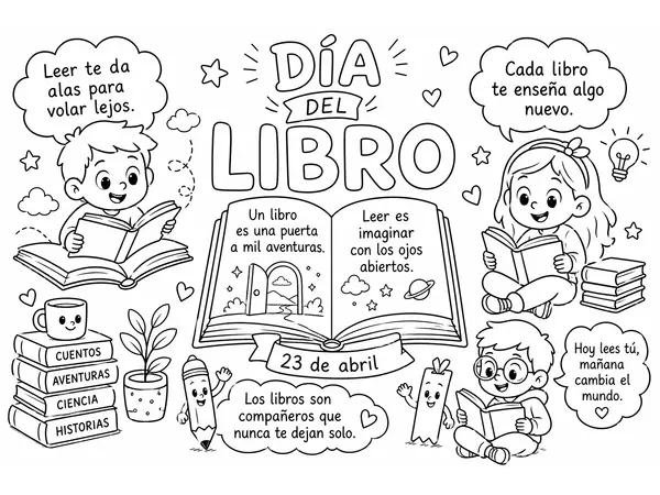 Día del libro para colorear