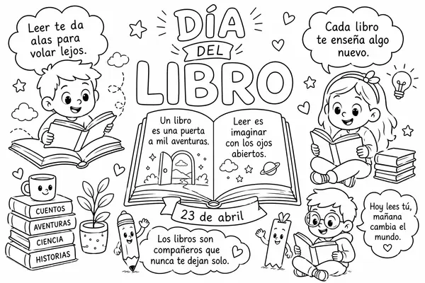 Día del libro para colorear
