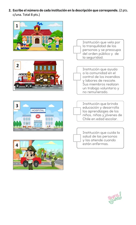 Prueba de Historia Primero básico Unidad 2 "Instituciones"