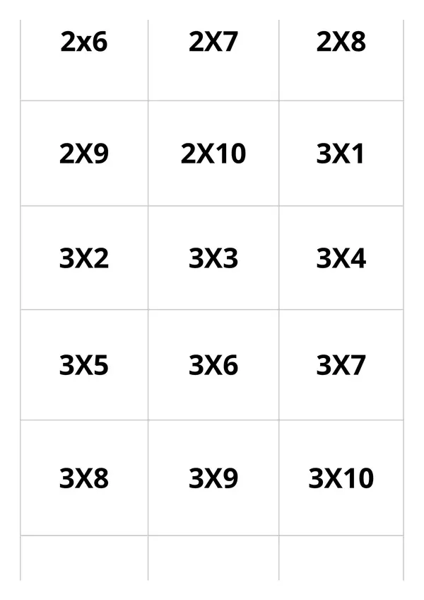 BINGO TABLAS DE MULTIPLICAR 