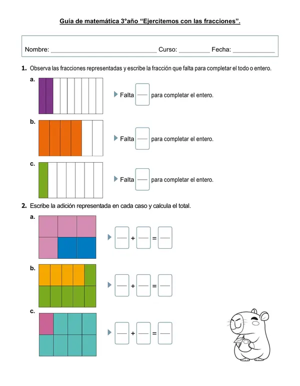 Guía de matemática 3°año "Fracciones"