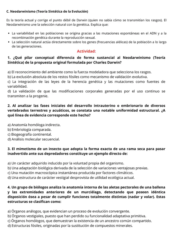 Evolución, fosilización y teorías evolutivas