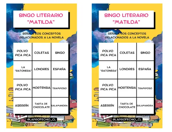 Bingo Literario "Matilda" Roald Dahl