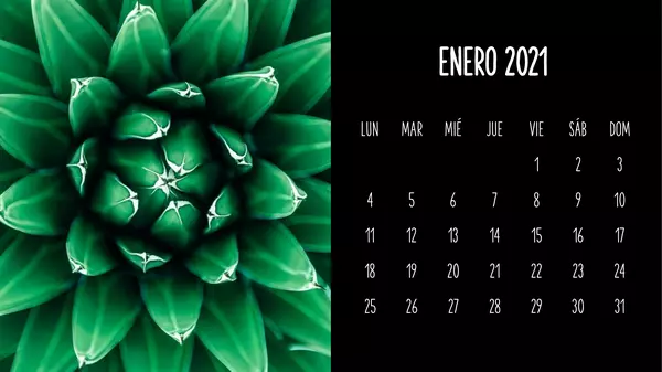 Calendario mensual con plantas