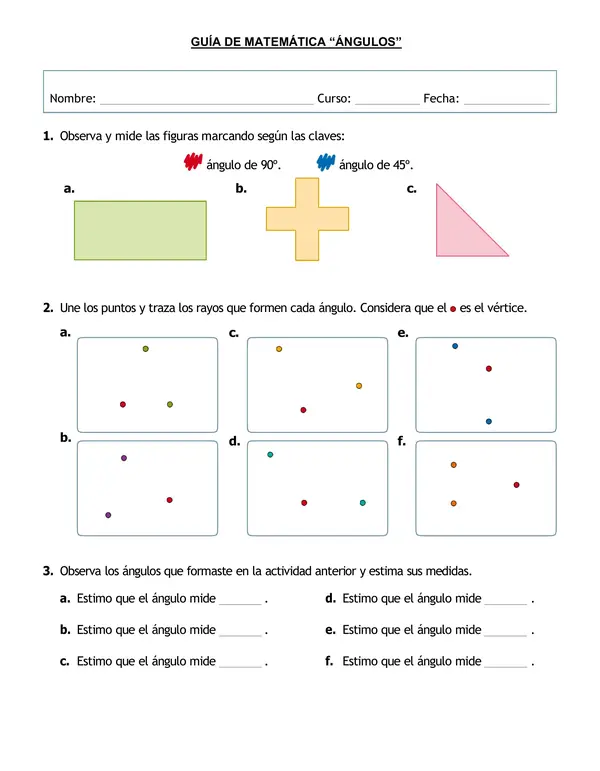 Guía de matemática Ángulos.