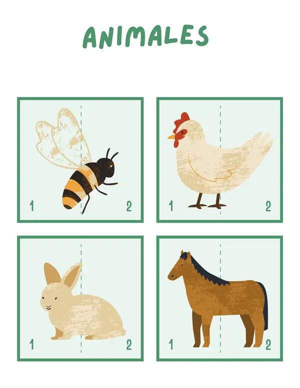 PAREJA DE LA GRANJA: MITADES DE ANIMALES