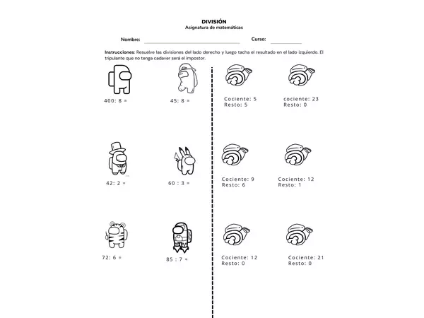 Guía divisiones con resto Among us encuentra al impostor