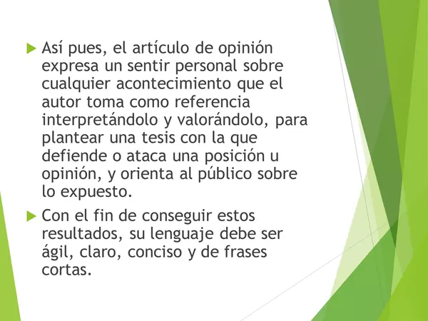 Presentacion Articulos de opinion, Lenguaje, Cuarto MEDIO