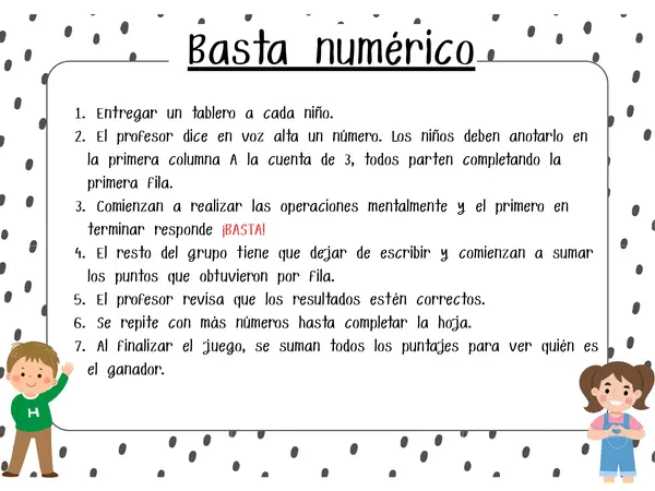 Juego: Basta numérico